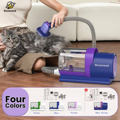 Geoorood Dog Grooming Vacuum Kit, 13KPa Pet Hair Suction Brush, 2.5L Large Dust Cup, Stainless Steel Blades, Portable Pet Cleaning Set