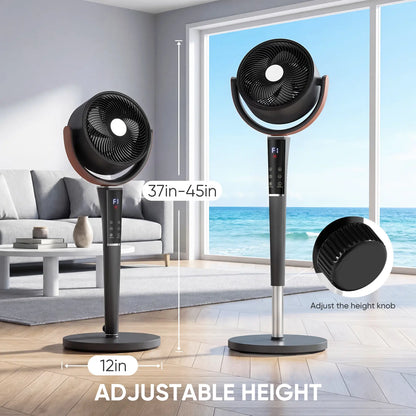 Quiet Bedroom Pedestal Fan with Remote, 20dB DC Air Circulator, 15 Speeds, 5 Modes & 120° Oscillation