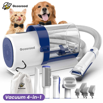 Geoorood Dog Grooming Vacuum Kit, 13KPa Pet Hair Suction Brush, 2.5L Large Dust Cup, Stainless Steel Blades, Portable Pet Cleaning Set