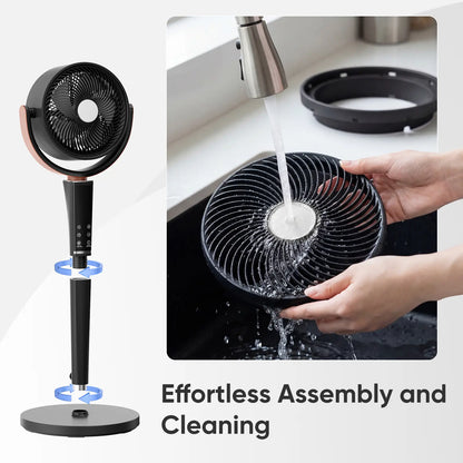 Quiet Bedroom Pedestal Fan with Remote, 20dB DC Air Circulator, 15 Speeds, 5 Modes & 120° Oscillation