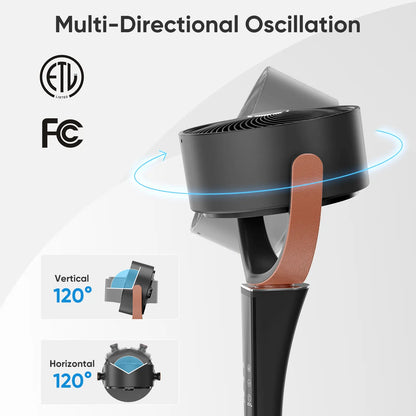 Quiet Bedroom Pedestal Fan with Remote, 20dB DC Air Circulator, 15 Speeds, 5 Modes & 120° Oscillation