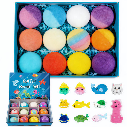 Bath Bombs for Kids with SurpriseSPRINGInside,12 Pack Kid Bath Bombs Gift Set,Easter Basket Stuffers for Boys Girls BubbleBath with Toys Inside Skin Repair